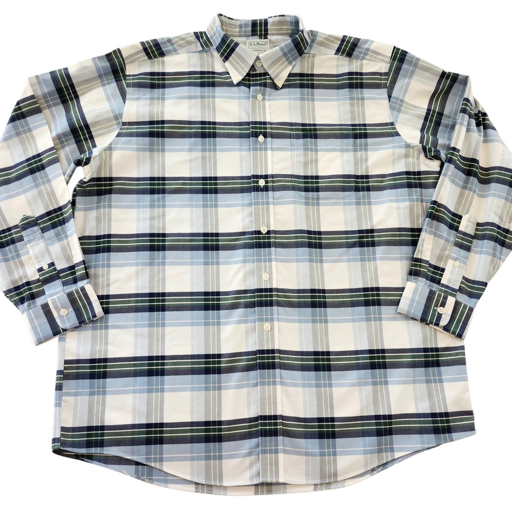 LL Bean Traditional Fit Plaid Button Down Long Sleeve Shirt Cotton Men's - Picture 2 of 4